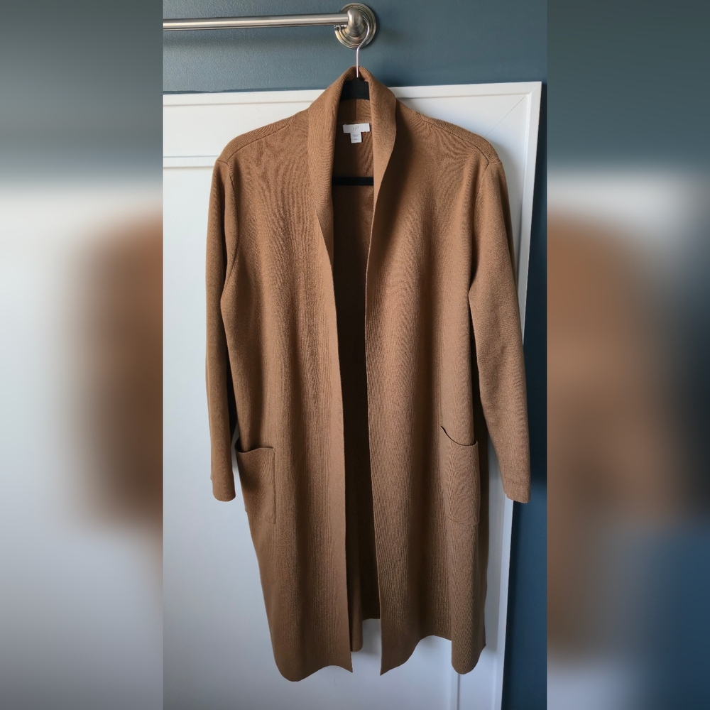 J Jill Long Line Shawl Duster Cardigan Woold Blend #155